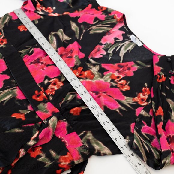 Sofia Floral Dress XXXL (22) Faux Wrap Ruffle Mid Calf Length Silky Flowy - Picture 9 of 13